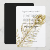 Invitation Mariage de plumes de glace d'or (Devant / Derrière)