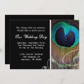 Invitation Mariage de plumes de paon (Devant / Derrière)