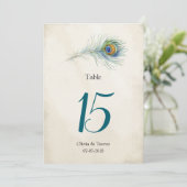 Invitation Mariage de plumes de paon de Bohême Numéros de tab (Debout devant)