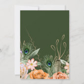 Invitation Mariage de plumes de paon vert foncé (Dos)