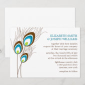 Invitation Mariage de plumes de paquetage Turquoise (Devant / Derrière)