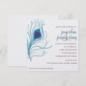 Invitation Mariage de plumes de Peacock et turquoise (Devant / Derrière)