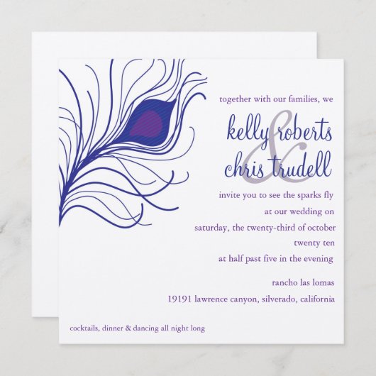 Invitation Mariage de plumes de roche (Devant / Derrière)