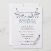 Invitation Mariage de plumes et fleurs (Devant)