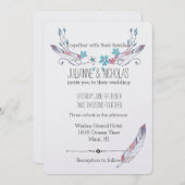 Invitation Mariage de plumes et fleurs (Devant / Derrière)