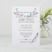 Invitation Mariage de plumes et fleurs (Debout devant)