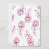 Invitation Mariage de plumes rose Peacock (Dos)