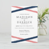 Invitation Mariage de pointes de pinceau moderne | Marine Cor (Debout devant)