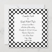 Invitation Mariage de points Polka blanc et noir (Devant)