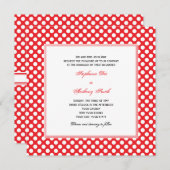 Invitation Mariage de points Polka blanc et rouge monogramme (Devant / Derrière)