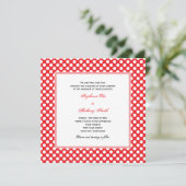 Invitation Mariage de points Polka blanc et rouge monogramme (Debout devant)