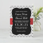 Invitation Mariage de points Polka Noir & Blanc Classique (Debout devant)
