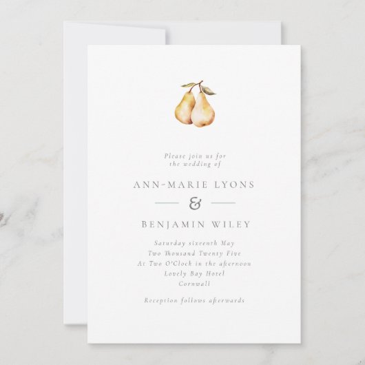Invitation Mariage de poire parfait minimaliste (Devant)