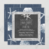 Invitation Mariage de poisson  à écrevisse encadré de bois de (Devant / Derrière)