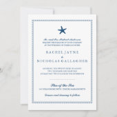 Invitation Mariage de poisson étoile bleu gracieux de la mari (Devant)