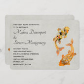 Invitation Mariage de poisson Gold Koi élégant (Devant / Derrière)