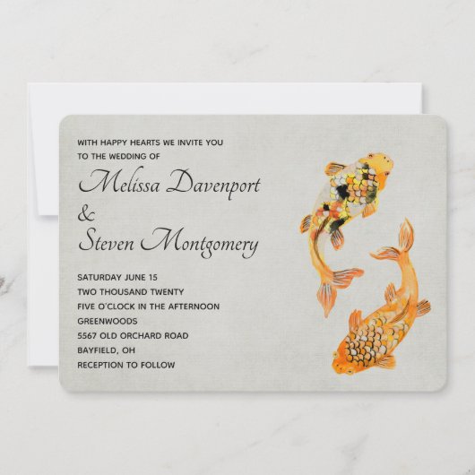 Invitation Mariage de poisson Gold Koi élégant (Devant)