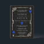 Invitation Mariage de poker au casino Silver Blue de Las Vega<br><div class="desc">Casino Royale unique, conception de cartes sur le thème Art déco. Il présente un style Art déco vintage, un vieux cadre Hollywood des années 1920 brisé avec une fausse feuille d'argent en forme de Fleur-de-lis, des cœurs bleus, Q et K sur deux coins (simulant des cartes à jouer), sur fond...</div>