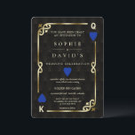 Invitation Mariage de poker au Glam Blue Casino Las Vegas<br><div class="desc">Casino Royale unique, conception de cartes sur le thème Art déco. Il présente un style Art déco vintage, un vieux cadre cassé d'Hollywood des années 1920 avec des Fleur-de-lis en faux or, des cœurs bleus, Q et K dans deux coins (simulant des cartes à jouer), sur fond à motif Art...</div>