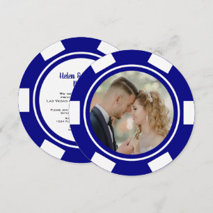 Invitation Mariage de poker chip bleu marine Vegas Fuite de m