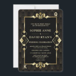 Invitation Mariage de poker Glamoureux Gold Casino Las Vegas<br><div class="desc">Unique Casino Royale et design de cartes à thème Art déco. Il présente un style art déco vintage, un cadre en faux or hollywoodien des années 1920 avec Fleur-de-lis, Q et K sur deux coins (simulant des cartes à jouer), sur arrière - plan noir. Des termes spéciaux sont utilisés comme...</div>