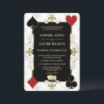 Invitation Mariage de poker Glamoureux Gold Casino Vegas<br><div class="desc">Unique Casino Royale et design de cartes à thème Art Déco des années 20. Il présente un style art déco vintage, un cadre en faux or hollywoodien des années 1920 avec Fleur-de-lis, une paire de dés, des costumes de cartes (simulant des cartes à jouer), un arrière - plan motif Art...</div>