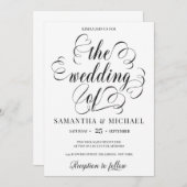 Invitation Mariage de police de script de calligraphie modern (Devant / Derrière)