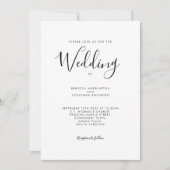 Invitation Mariage de police de script noir blanc (Devant)