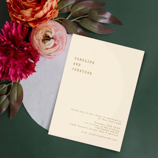 Invitation Mariage de police minimaliste Ochre Retro