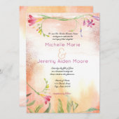 Invitation Mariage de pop rose de Boho Freesia (Devant / Derrière)
