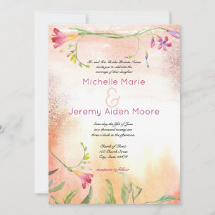Invitation Mariage de pop rose de Boho Freesia