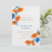 Invitation Mariage de Poppy bleu et orange (Debout devant)