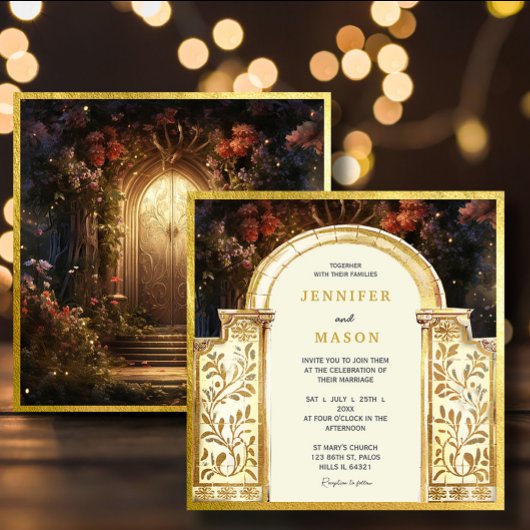 Invitation Mariage de porte de jardin enchanté