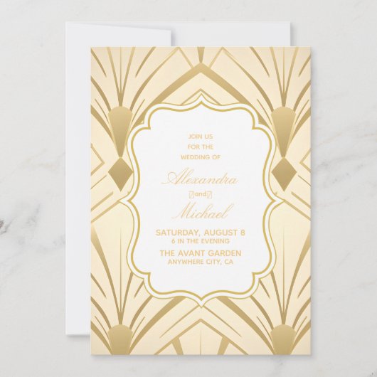 Invitation Mariage de porte-or géométrique (Devant)