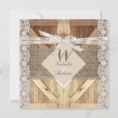 Invitation Mariage de porte rustique Beige Blanc dentelle Boi (Devant)