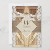 Invitation Mariage de porte rustique Beige Blanc dentelle Boi (Devant)