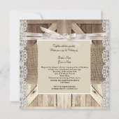 Invitation Mariage de porte rustique dentelle beige de bois B (Dos)