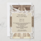 Invitation Mariage de porte rustique dentelle beige de bois B (Dos)