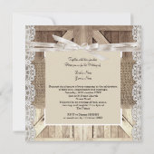 Invitation Mariage de porte rustique Lace Bois Burlap Écritur (Dos)