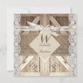 Invitation Mariage de porte rustique Lace Bois Burlap Écritur (Devant)