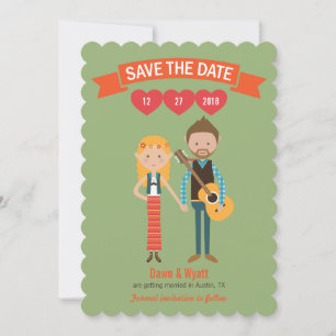 Invitation Mariage de portrait en couple de dessin illustré