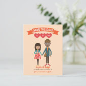 Invitation Mariage de portrait en couple de dessin illustré (Debout devant)