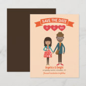 Invitation Mariage de portrait en couple de dessin illustré (Devant / Derrière)