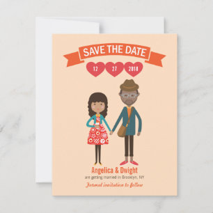 Invitation Mariage de portrait en couple de dessin illustré
