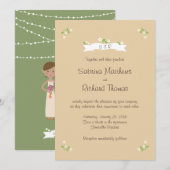 Invitation Mariage de portrait en couple de dessin illustré (Devant / Derrière)