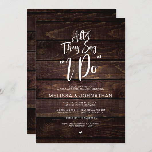 Invitation Mariage de poste, après qu'ils disent que oui, boi (Devant / Derrière)