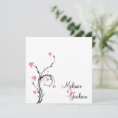 Invitation Mariage de poste blanc rose noir (Debout devant)