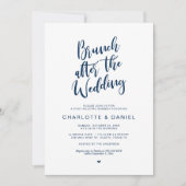 Invitation Mariage de poste, Brunch après mariage, bleu marin (Devant)