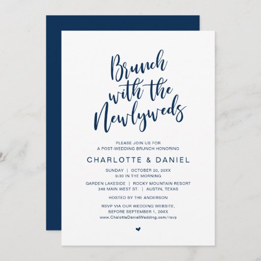 Invitation Mariage de poste, Brunch avec les jeunes mariés, E (Devant / Derrière)