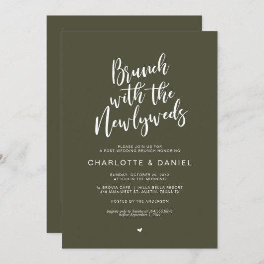 Invitation Mariage de poste, Brunch avec les jeunes mariés, O (Devant / Derrière)